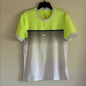 Rafa Nadal Nike Men's Dri-FIT Ombre Tee - Neon Yellow and Gray.